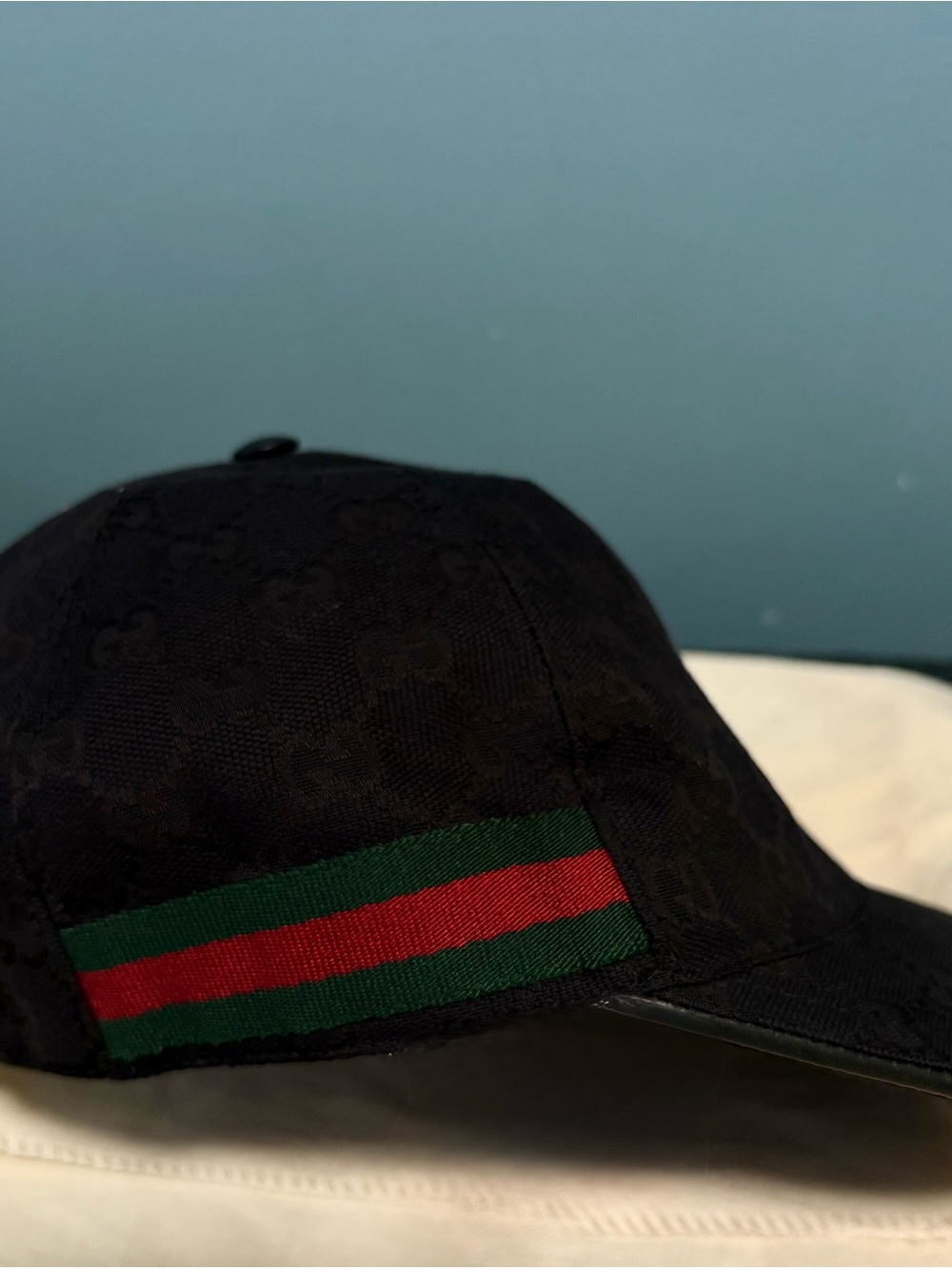 Gucci GG Black-Red Baseball Hat with Web 100% Authentic Large Size